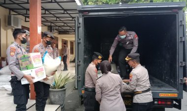 Polres Situbondo Distribusikan Ribuan Paket Sembako Kepada Para Korban Gempa Cianjur
