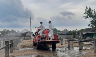 Putus Penularan PMK, BPBD Bojonegoro Lakukan Penyemprotan Disinfektan