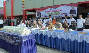 Pamerkan Dihadapan Bupati, Polres Asahan Ungkap Narkoba 50 Kilogram