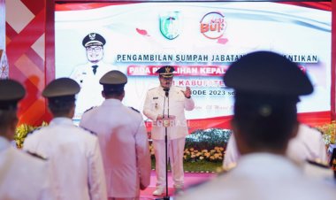 Pesan Bupati Kediri Kepada 57 Kades Dilantik Diminta Buat Program Unggulan