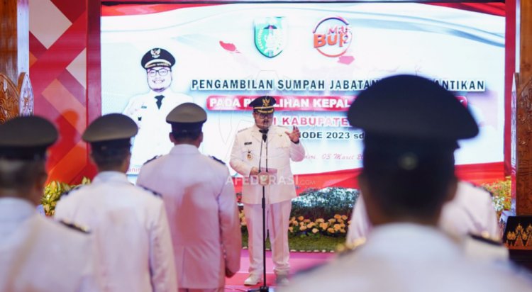 Pesan Bupati Kediri Kepada 57 Kades Dilantik Diminta Buat Program Unggulan