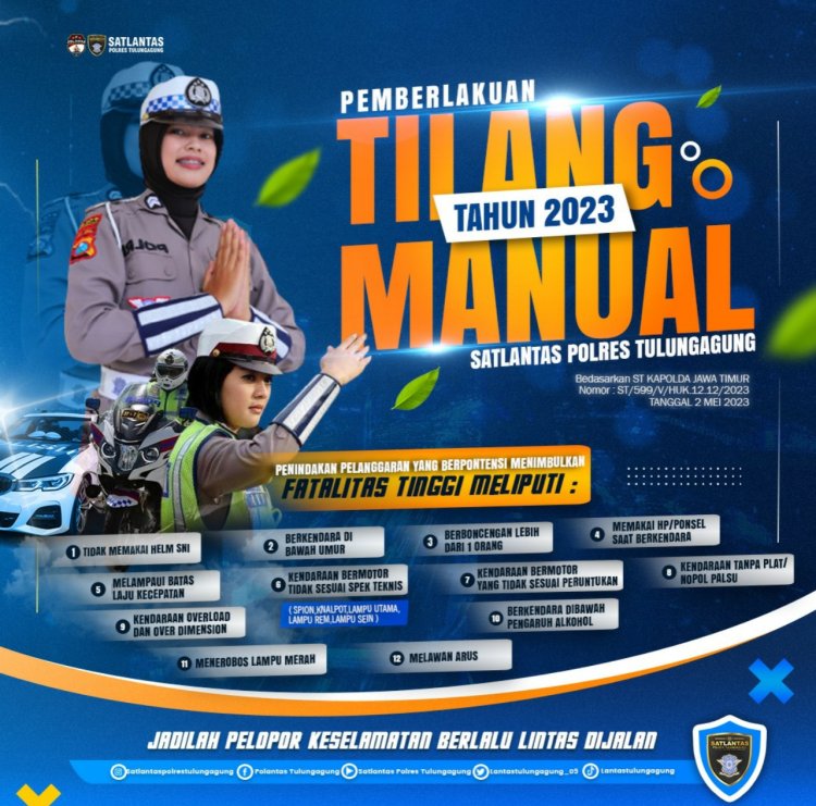 Satlantas Polres Tulungagung Kembali Terapkan Tilang Manual
