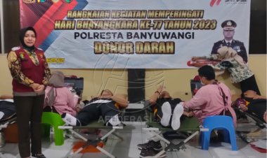 Polresta Banyuwangi Sumbang Puluhan Kantong Darah Sambut HUT Bhayangkara