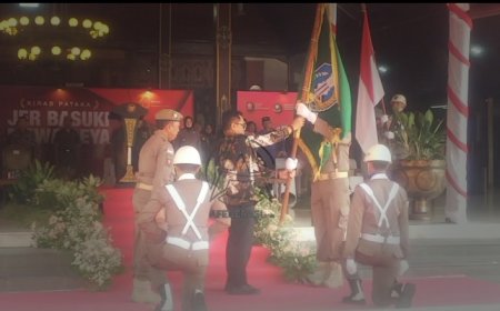 Pj Bupati Heru Suseno, Terima Pasukan Kirab Bendera Pataka Jer Basuki Mawa Beya di Kabupaten Tulungagung