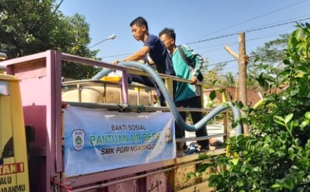 Kekeringan Meluas, SMK PGRI NGADIROJO Salurkan Bantuan Air Bersih