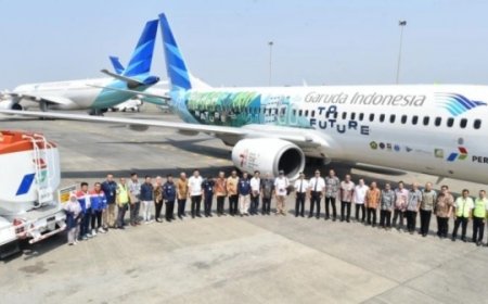 Pertamina dan Garuda Indonesia Sukses Melakukan Uji Terbang Sustainable Aviation Fuel (SAF)
