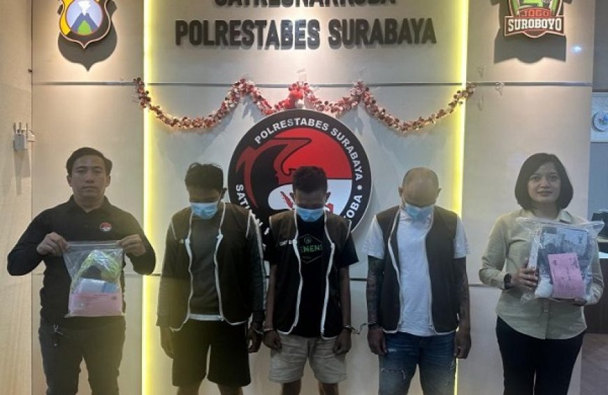 Tiga Residivis Pengedar Narkoba Ditangkap di Surabaya Barat