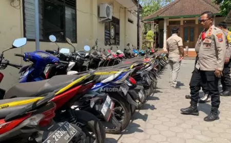 Polsek Ngadiluwih Kembalikan 26 Sepeda Motor Tangkapan di Lokasi Perjudian Sabung Ayam