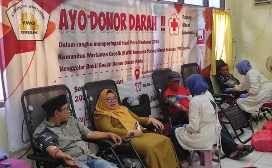 HPN 2024, Aksi Sosial Donor Darah Komunitas Wartawan Gresik Diserbu Masyarakat