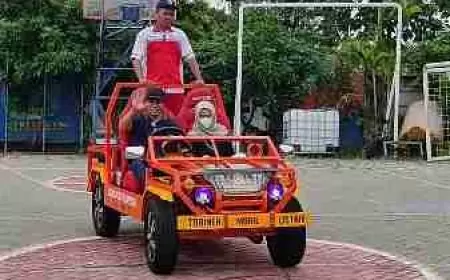 Mobil listrik Rakitan Karya Siswa SMK PGRI 1 Gresik Bisa Melintasi Tanjakan Curam