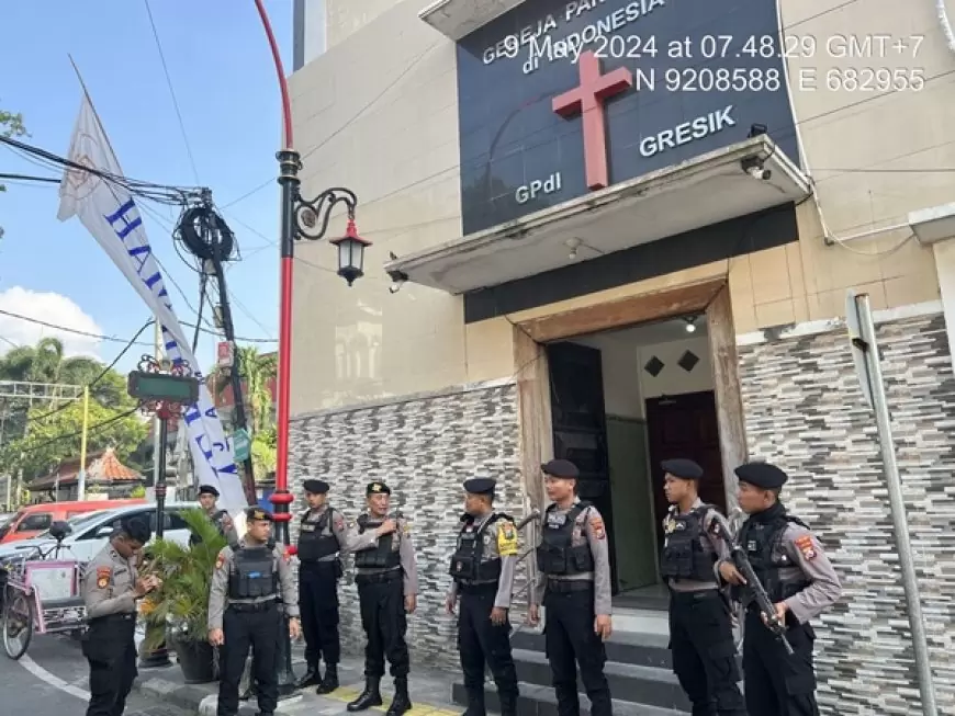 Amankan Kebaktian Isa Al Masih, Polres Gresik Gelar Pasukan Pemgamanan 