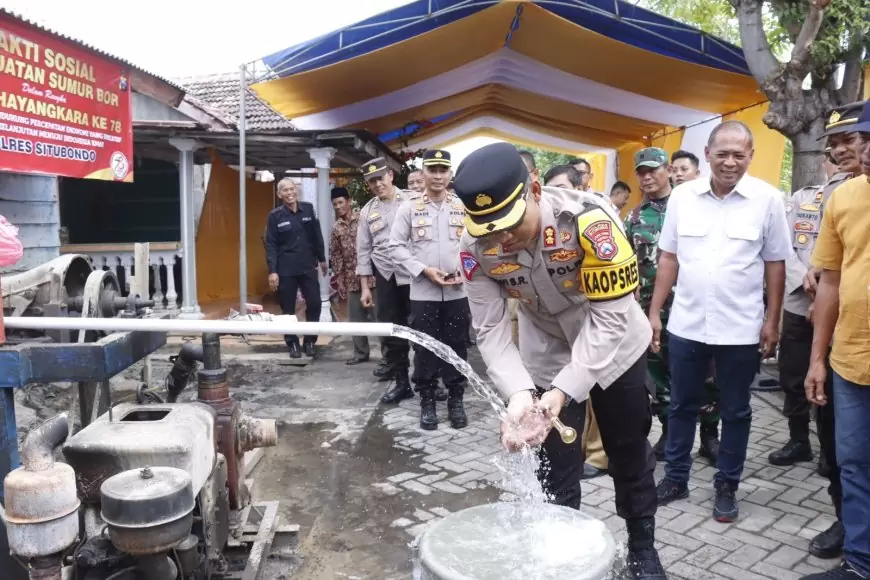 Polres Situbondo Bangun Sumur Bor untuk Warga Desa Tanjung Pecinan