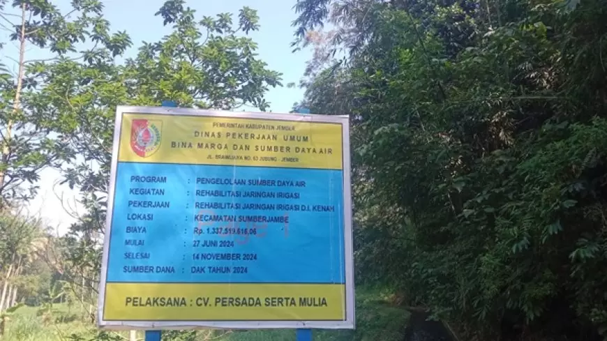 Proyek Irigasi SDA Milyaran Rupiah di Jember, Diduga Dikerjakan tidak Sesuai RAB