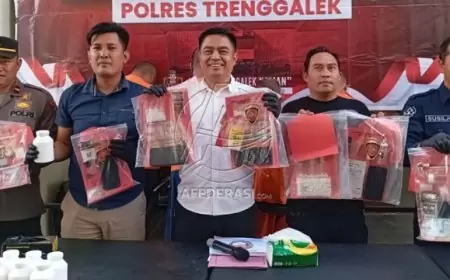 Satresnarkoba Polres Trenggalek Bongkar Jaringan Narkoba, Sita 22,64 Gram Sabu dan Ribuan Pil Okerbaya