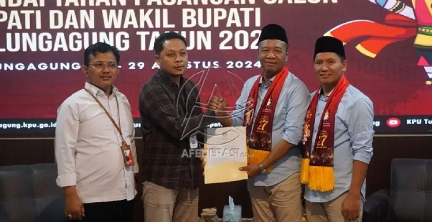 Pasangan "Gabah" Resmi Daftar di Pilkada Tulungagung, Siap Bertarung dengan Dukungan Tiga Partai Besar