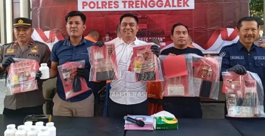 Satresnarkoba Polres Trenggalek Bongkar Jaringan Narkoba, Sita 22,64 Gram Sabu dan Ribuan Pil Okerbaya