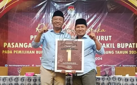 Paslon Gatut Sunu-Ahmad Baharudin Raih Nomor Urut Satu, Pada Pengundian Nomor di Pilkada Tulungagung 2024
