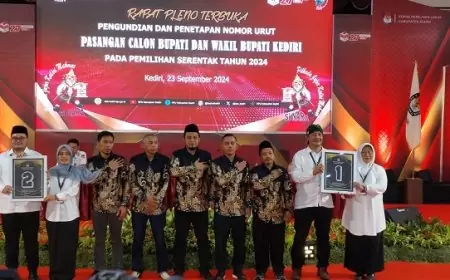 KPU Kabupaten Kediri Tetapkan Nomor Urut Paslon