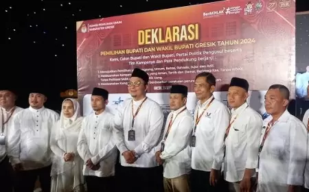 KPU Gresik Gelar Deklarasi Kampanye Damai Jaga Kondusifitas Pilkada Gresik 2024