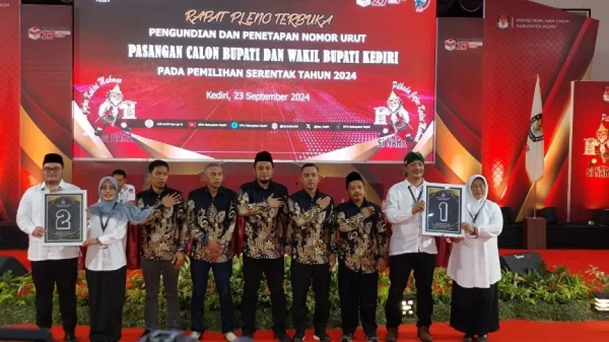 KPU Kabupaten Kediri Tetapkan Nomor Urut Paslon