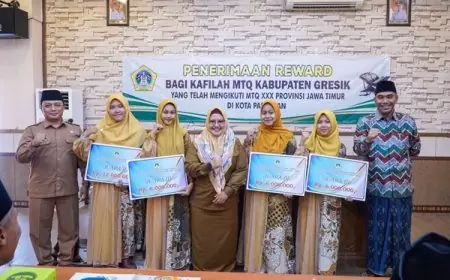 Kafilah Berprestasi dalam MTQ ke-30 Proviinsi Jatim Terima Reward 