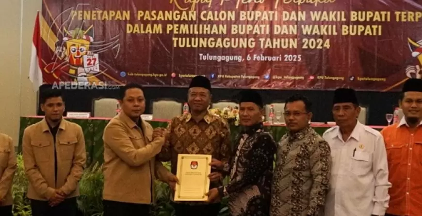 Gatut Sunu-Ahmad Baharuddin Resmi Ditetapkan Sebagai Bupati dan Wakil Bupati Tulungagung Terpilih