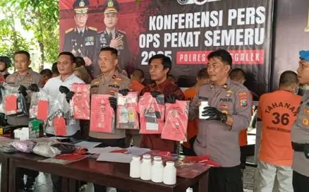 Polres Trenggalek Ungkap 26 Kasus dalam Operasi Pekat Semeru 2025, Narkoba Mendominasi
