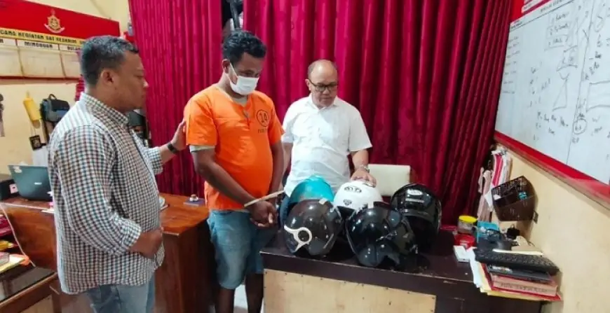 Viral di Medsos, Pencuri Helm di Situbondo Dibekuk Polisi, 12 Barang Bukti Diamankan