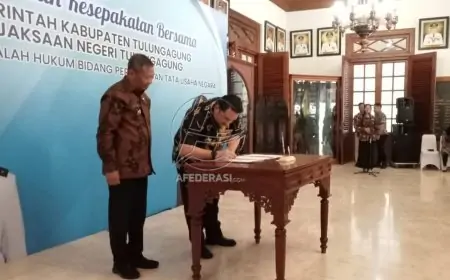 Pemkab Tulungagung dan Kejari Teken MoU Penanganan Hukum Perdata dan TUN, Perkuat Sinergi Pelayanan Publik