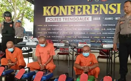 Polres Trenggalek Bongkar Jaringan Pencuri Genset Kapal dan Mesin Diesel, Tiga Pelaku Dibekuk
