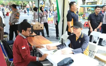 Peduli Kesehatan, Polres Gresik Beri Pelayanan Gratis  di Acara CFD