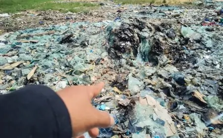 Tumpukan Limbah Kaca Dibuang Dekat TPS3R, Diduga Milik PT Xinyi dari KEK Manyar Gresik