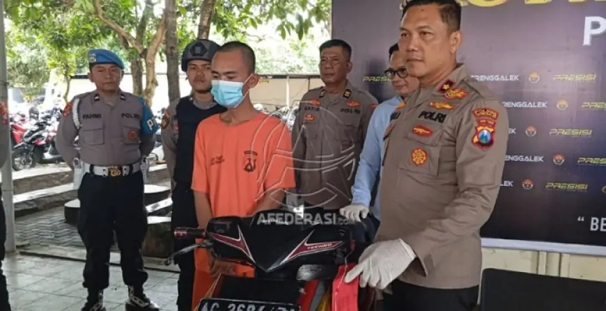 Curi Motor di Sawah Salamrejo, Pria Asal Makassar Dibekuk Polisi di Alun-alun Trenggalek