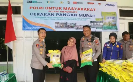 Polres Trenggalek Turun Tangan Gelar Operasi Pasar Beras Murah, 97 Ton Disalurkan ke 14 Kecamatan