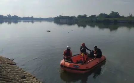 Pencarian Korban Tenggelam di Brantas Jombang  Belum Berhasil