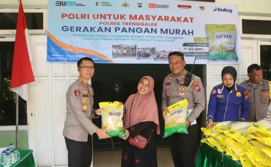Polres Trenggalek Turun Tangan Gelar Operasi Pasar Beras Murah, 97 Ton Disalurkan ke 14 Kecamatan