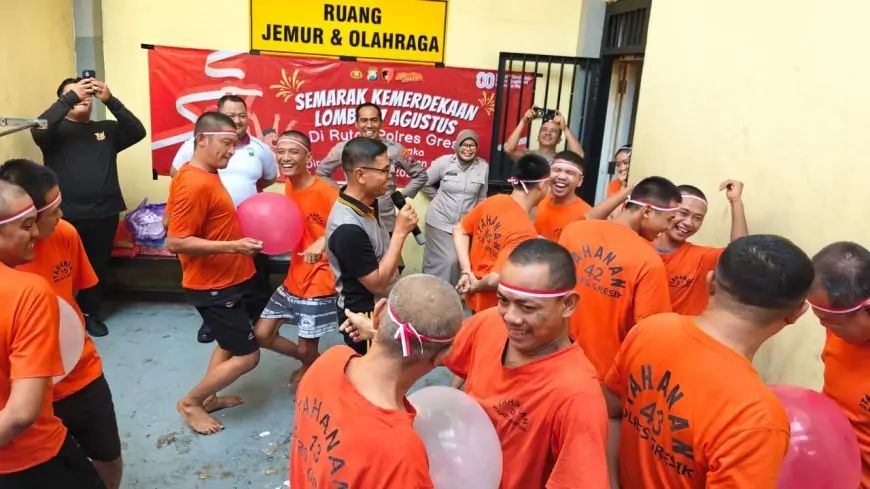 Keseruan Tahanan Polres Gresik Mengikuti Lomba HUT RI