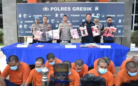 16 Kasus Narkoba Terungkap, Polres Gresik Ringkus 20 Tersangka