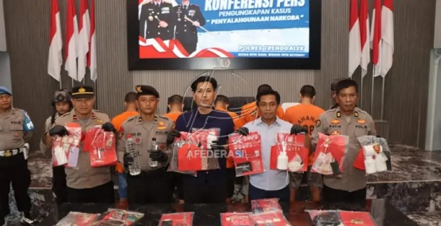 Polres Trenggalek Ungkap Belasan Kasus Narkoba, Puluhan Tersangka dan Ribuan Pil Dobel L Diamankan