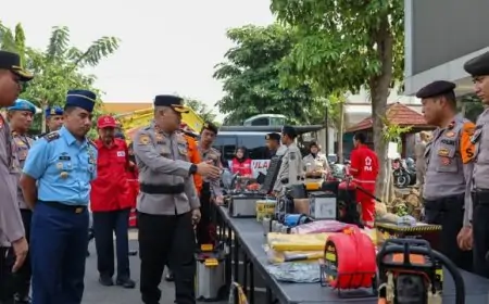 Polres Jombang  Apel Kesiapan Tanggap Darurat Bencana