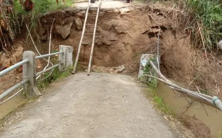 Hujan Deras, Jembatan Penghubung Antar Desa Lamongan Ambruk