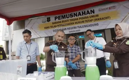 Kejari Tulungagung Musnahkan 260 Barang Bukti Narkotika dan Pidana Umum