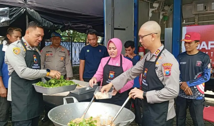 Antisipasi Bencana, Polres Trenggalek Gelar Simulasi Dapur Umum Bersama Bhayangkari