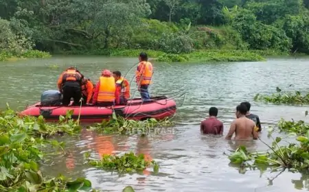 Dua Bocah Terseret Arus Sungai Bodeng Tiudan, Satu Ditemukan Meninggal, Satu Masih Hilang