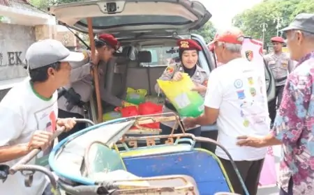 HUT ke-78 Reserse Polri, Polres Trenggalek Tebar Ratusan Paket Bansos untuk Warga Kurang Mampu
