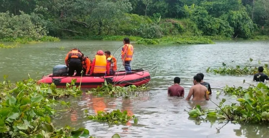 Dua Bocah Terseret Arus Sungai Bodeng Tiudan, Satu Ditemukan Meninggal, Satu Masih Hilang