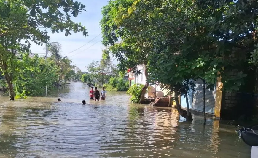 Banjir Kali Lamong Masih Menggenang