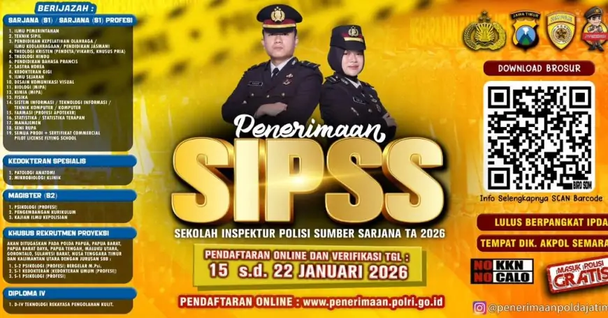Polri Buka Rekrutmen SIPSS 2026 : Peluang Emas bagi Sarjana Jadi Perwira, Ini Formasi Lengkapnya