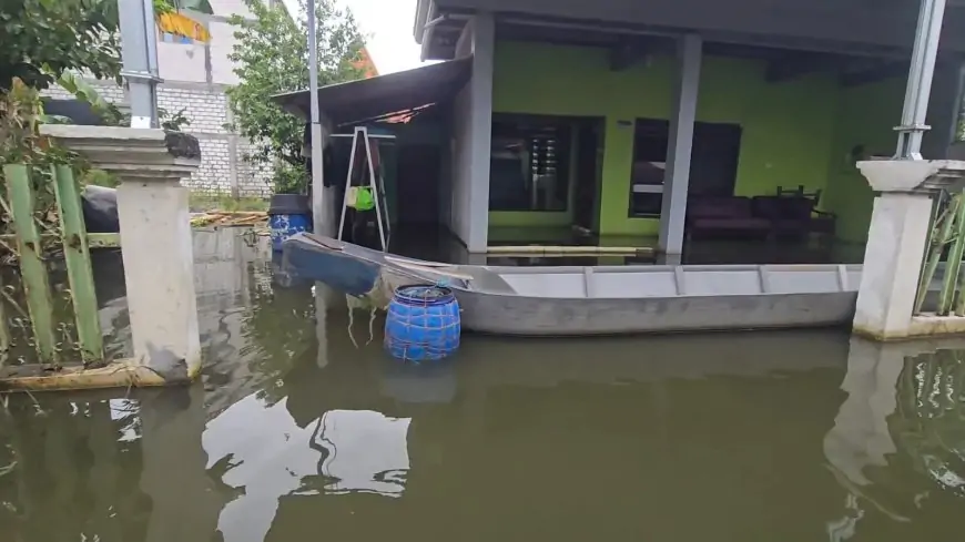 Lumpuh Akibat Banjir Bengawan Jero Lamongan, Perahu Jadi Penyelamat Mobilitas Warga