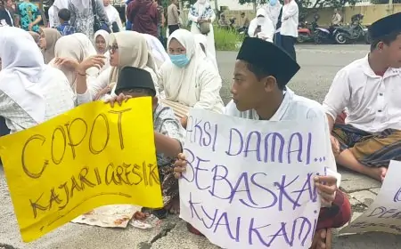 Dana Hibah Jatim Rp400 Juta Berujung Penahanan Kiai, Santri Ushulul Hikmah Al Ibrohimi Gelar Aksi Protes